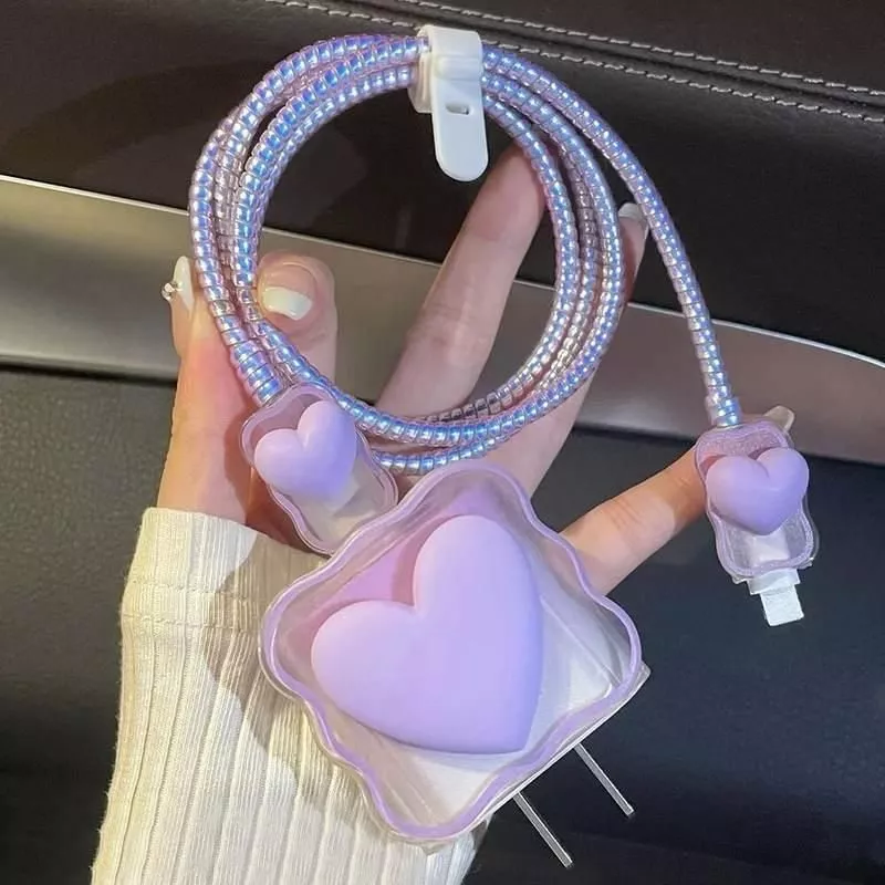 3D Love Heart Charger Protector Cable Organiser for IPhone 15 14 13 Pro Max 18W 20W Type C Data Cable Management Cord Winder Kit 3D Love Heart Charger Protector Cable Organiser for IPhone 15 14 13 Pro Max 18W 20W Type C Data Cable Management Cord Winder Kit