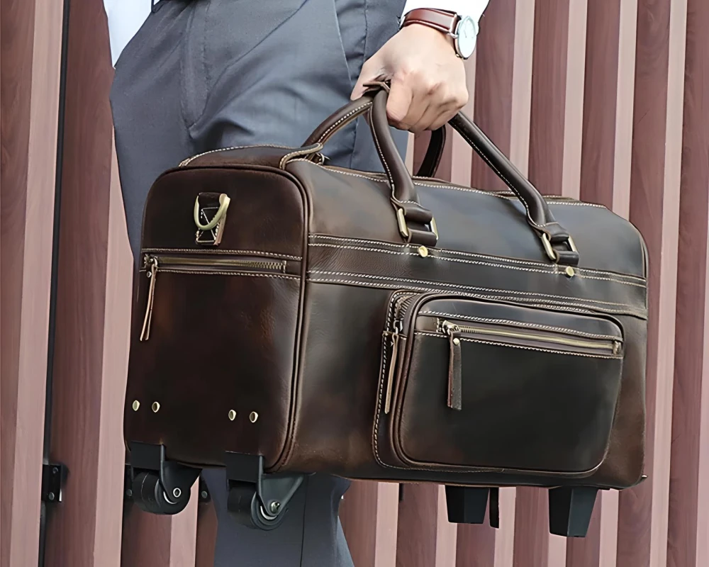 leather luggage carry on