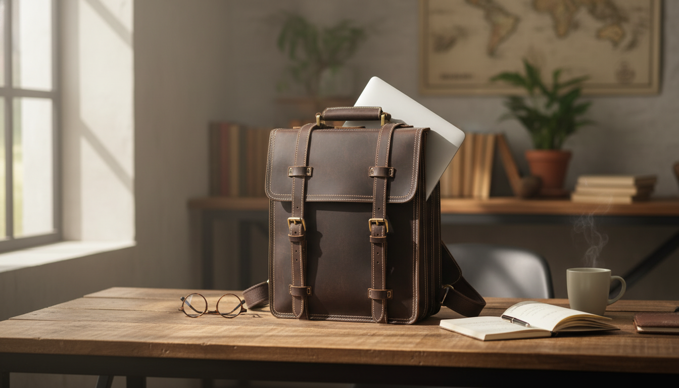 Convertible Cowhide Work Bag: 14-Inch Laptop Backpack Tote