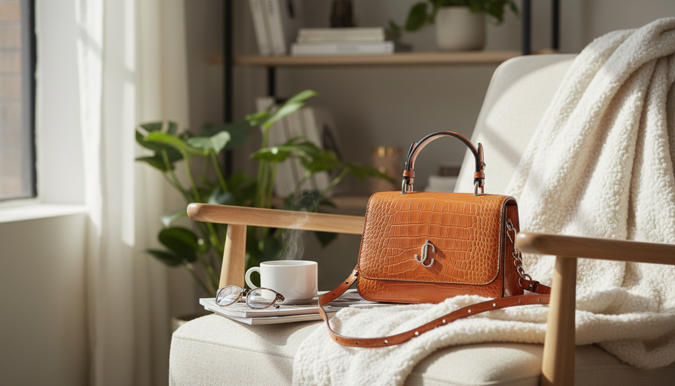 Jimmy Choo Amber Bag: Amber-Orange Croc Top Handle