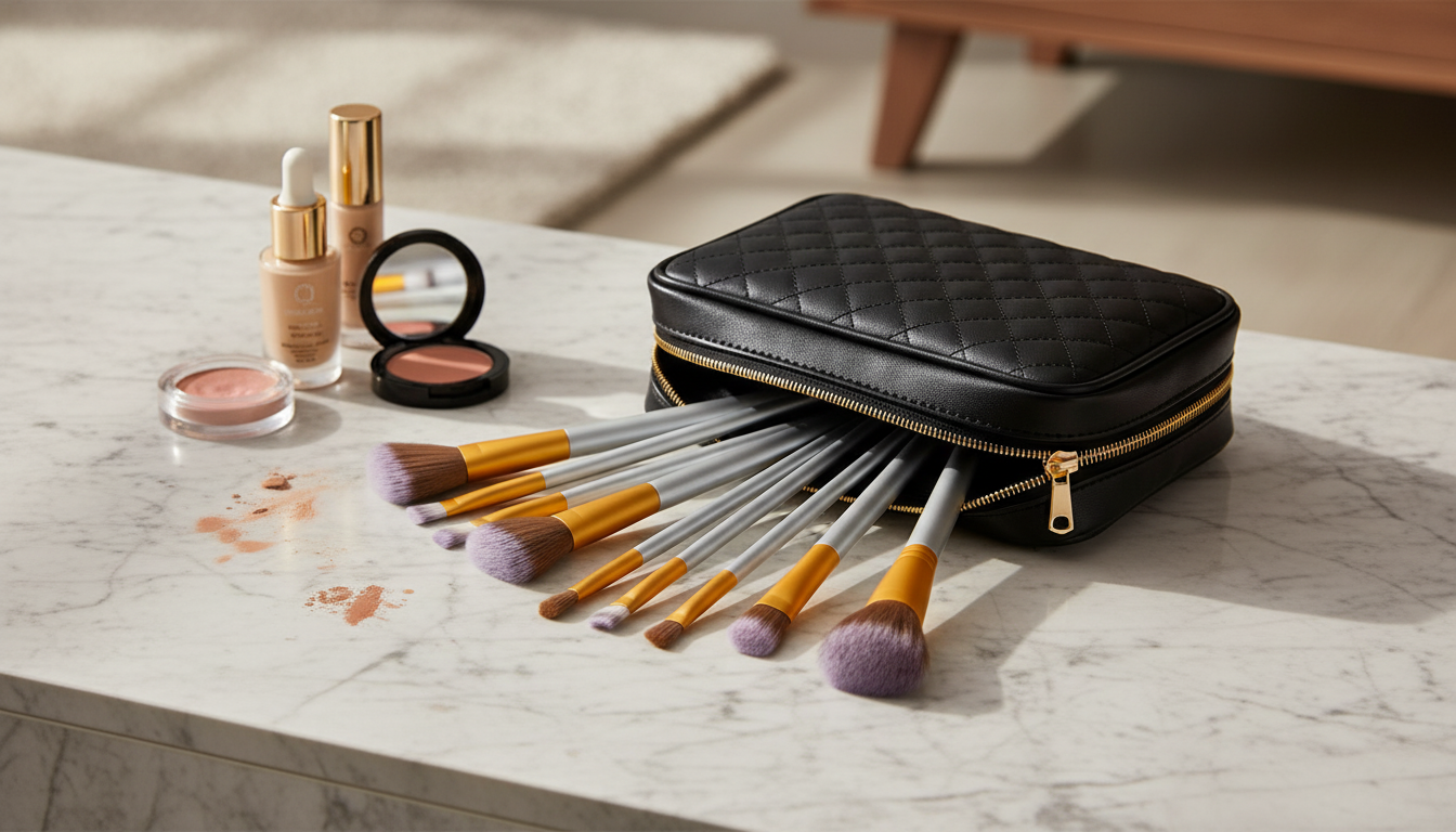24-Piece Makeup Brush Set + Travel Bag: Flawless Base