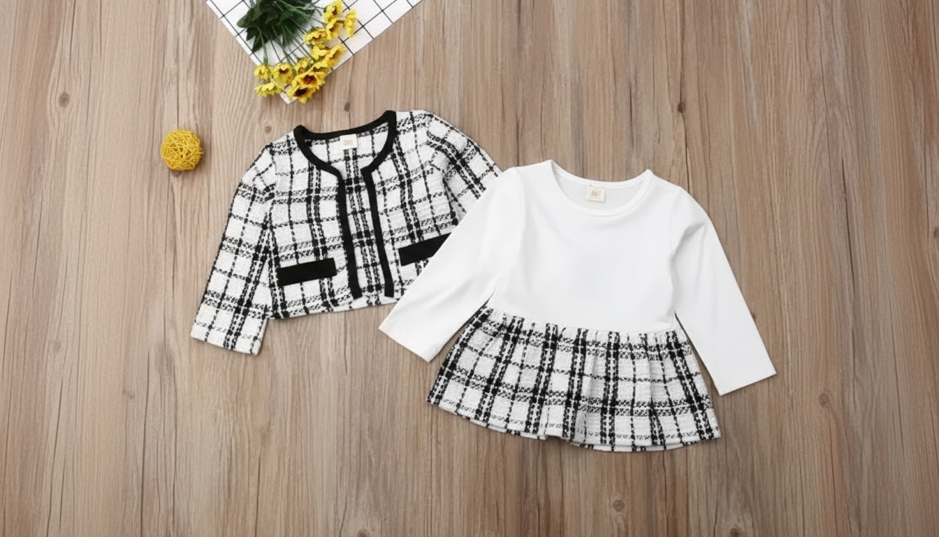 Plaid Coat & Tutu Dress Set for Baby Girls (Fall/Winter)