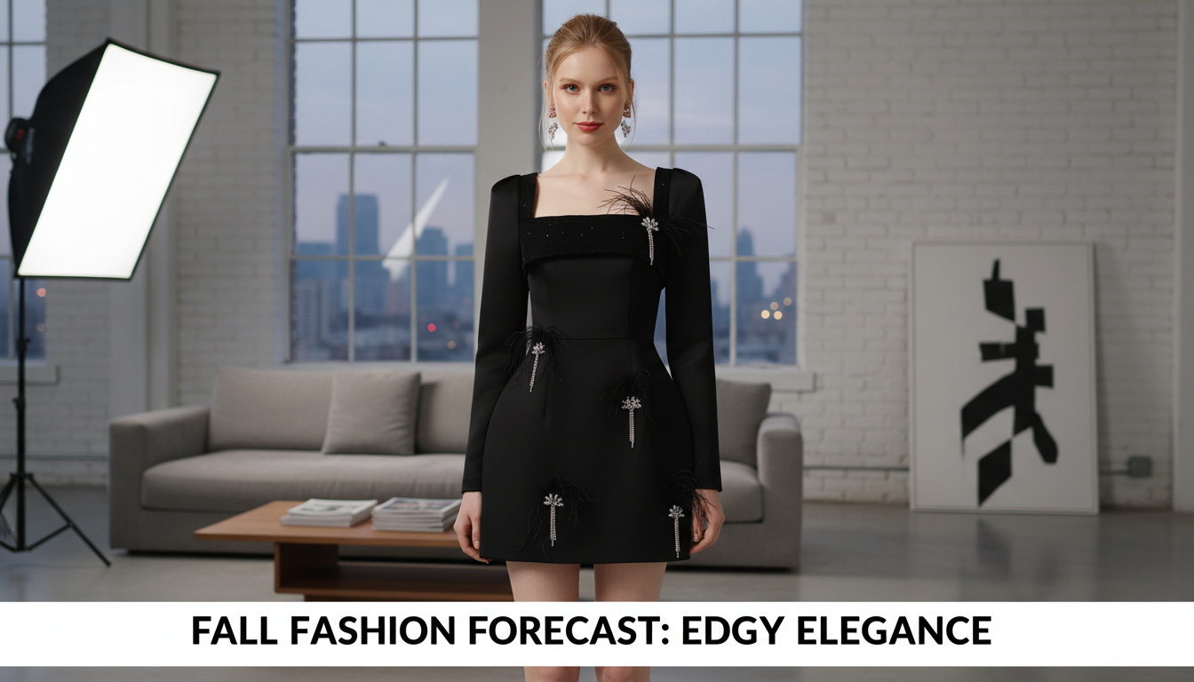 Black Feather Lace Dress: Beaded Glam for Fall Nights