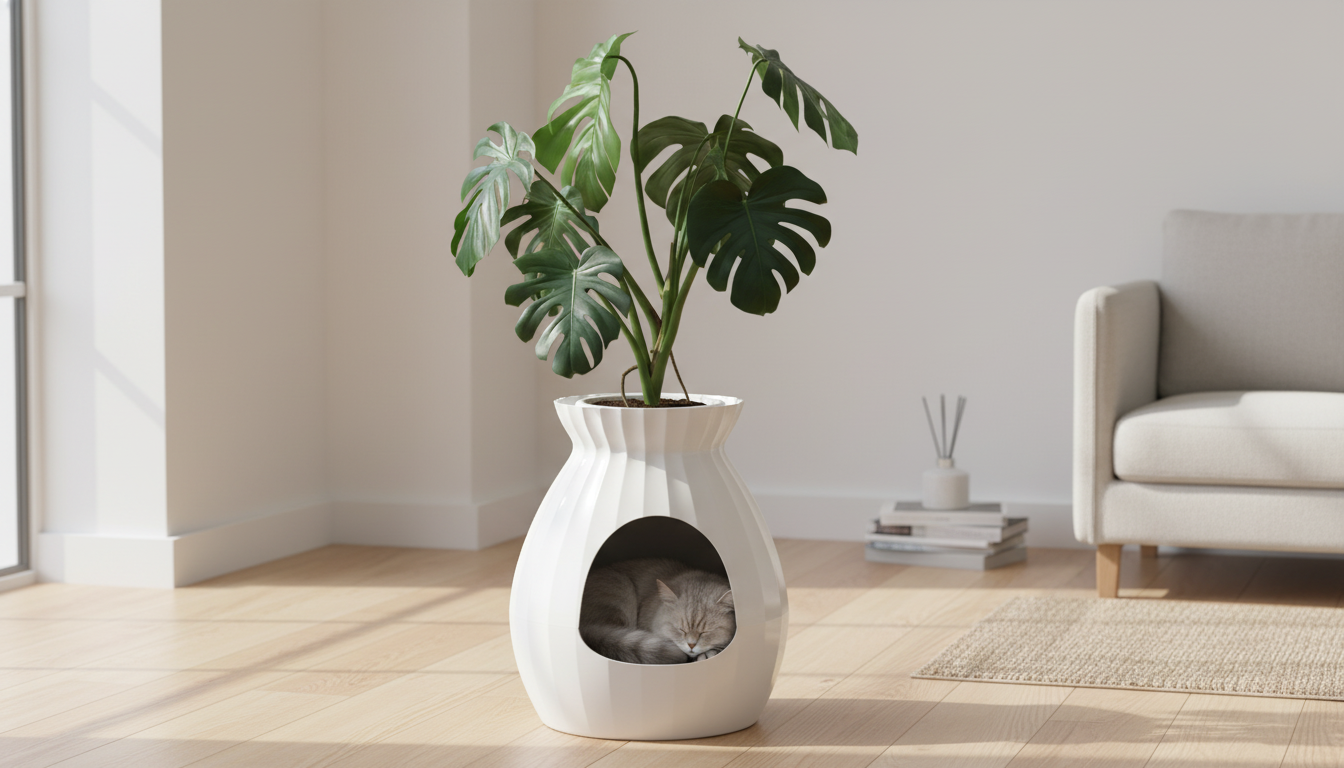 Flowerpot Cat Litter Box: Smart Deodorizing, Spacious