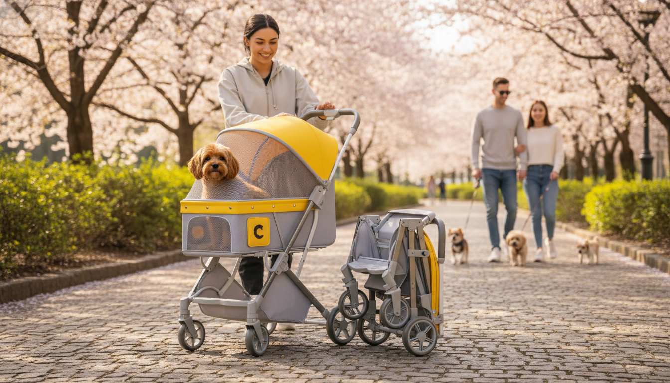 Lightweight Aluminum Pet Stroller for Dogs & Cats