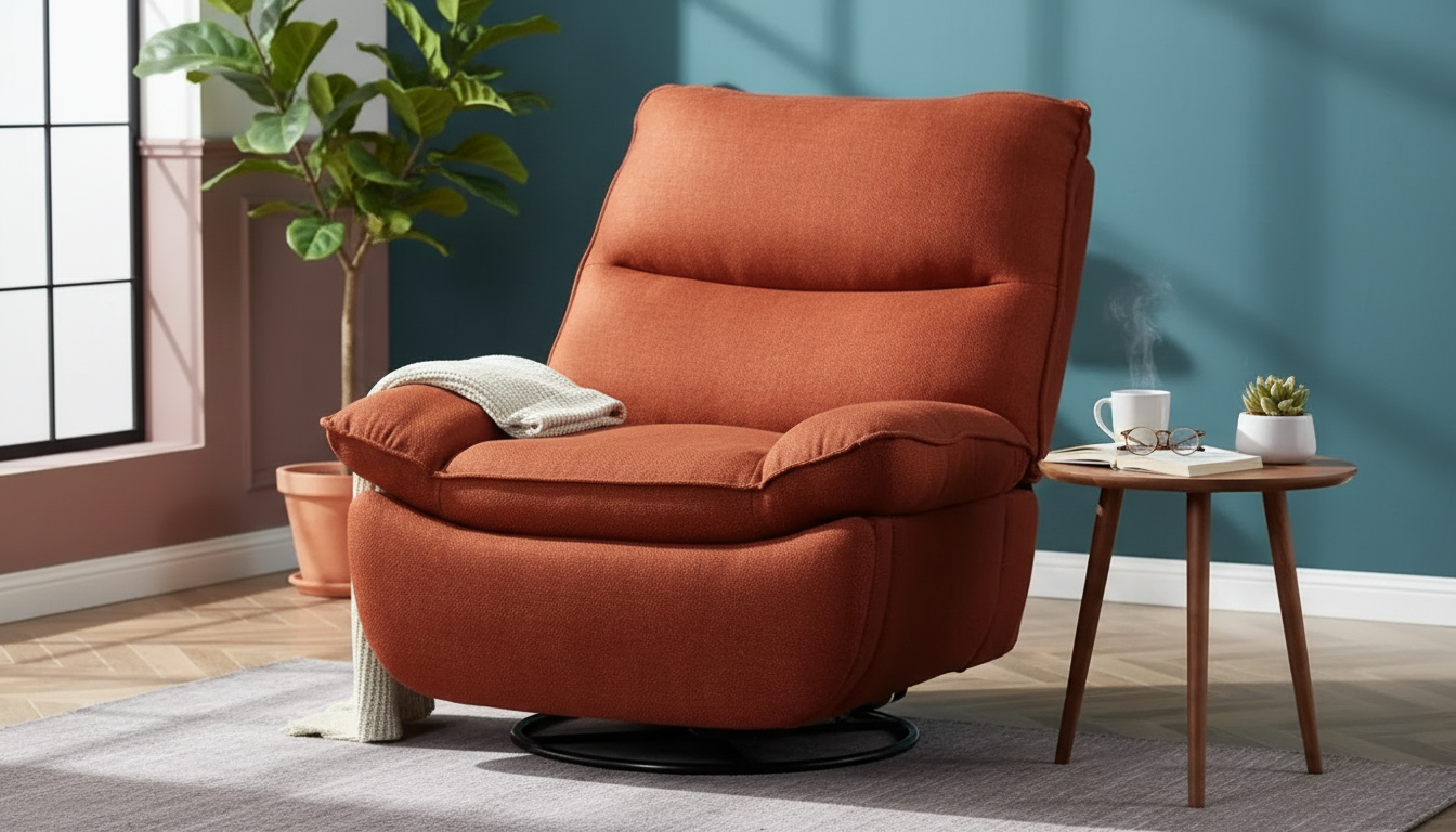 Oversized Swivel Rocker Recliner: Adjustable Back & Pockets