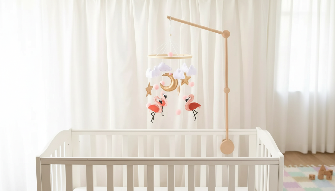 Wooden Crib Mobile with Music & Hanging Rattles: Safety