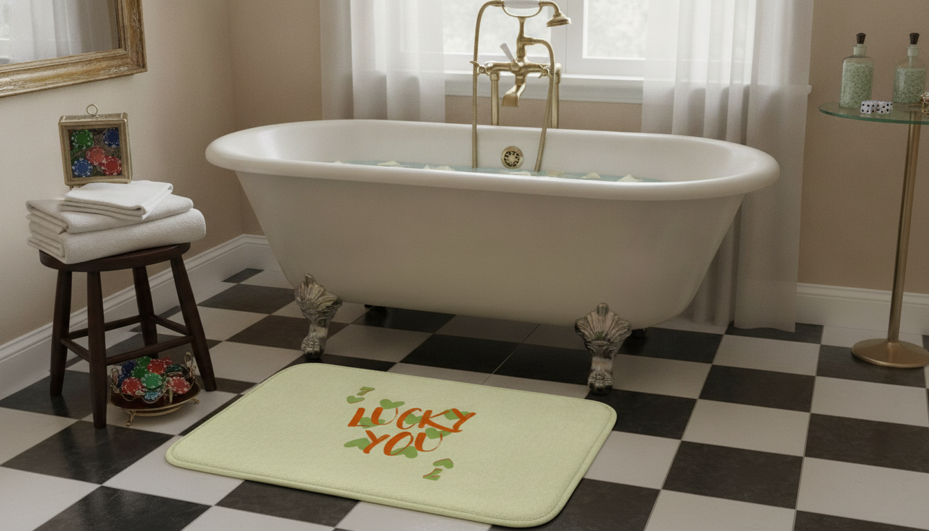 Lucky You Ace Card Bath Mat: Vintage Casino Bathroom Style